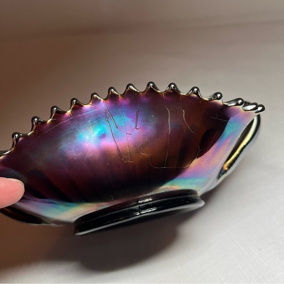 Antique NORTHWOOD Carnival Nappy Dish. Candy. Trinkets. Pickles. - Picture 5 of 6